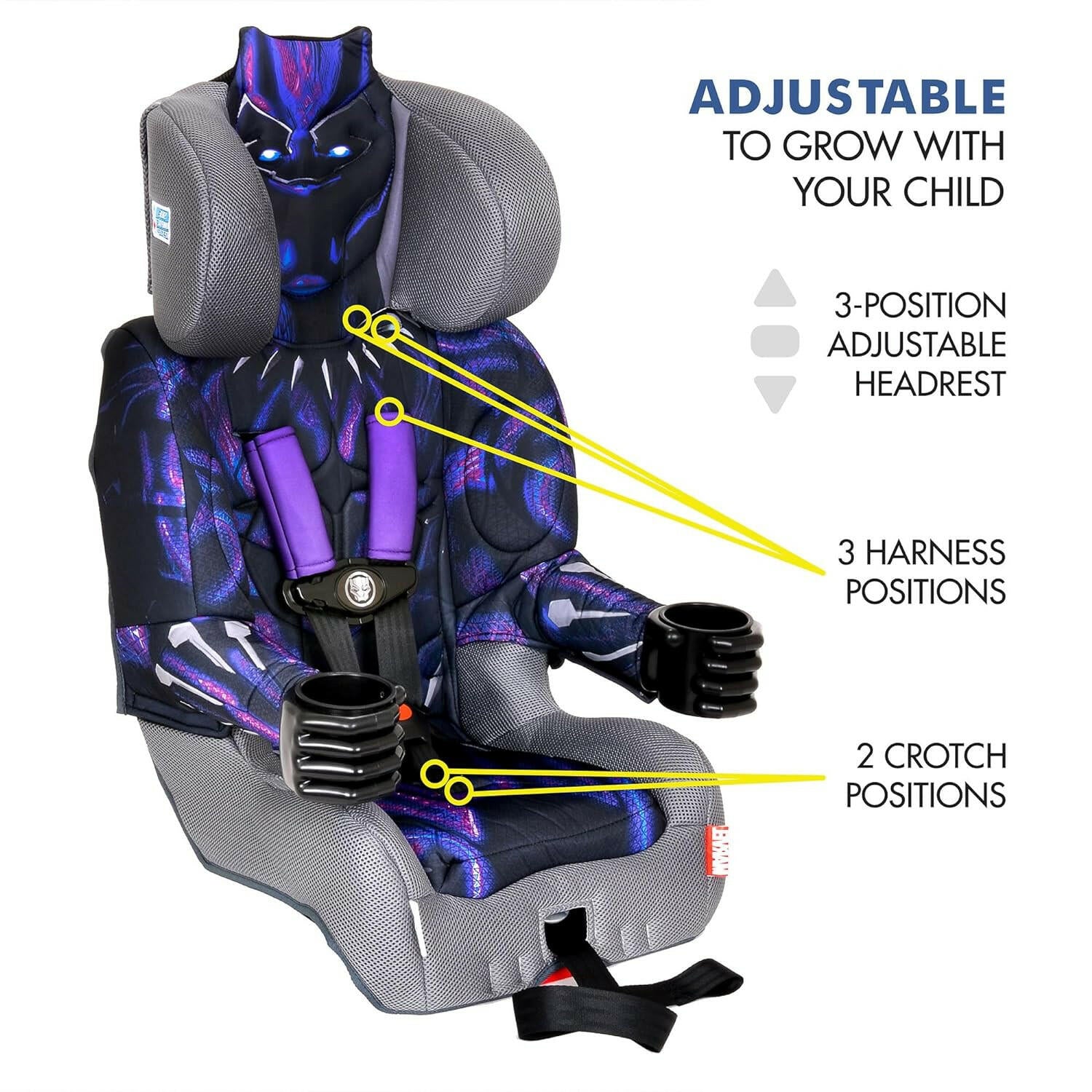 Kids Marvel Black Panther Adjustable Combination Booster Car Seat
