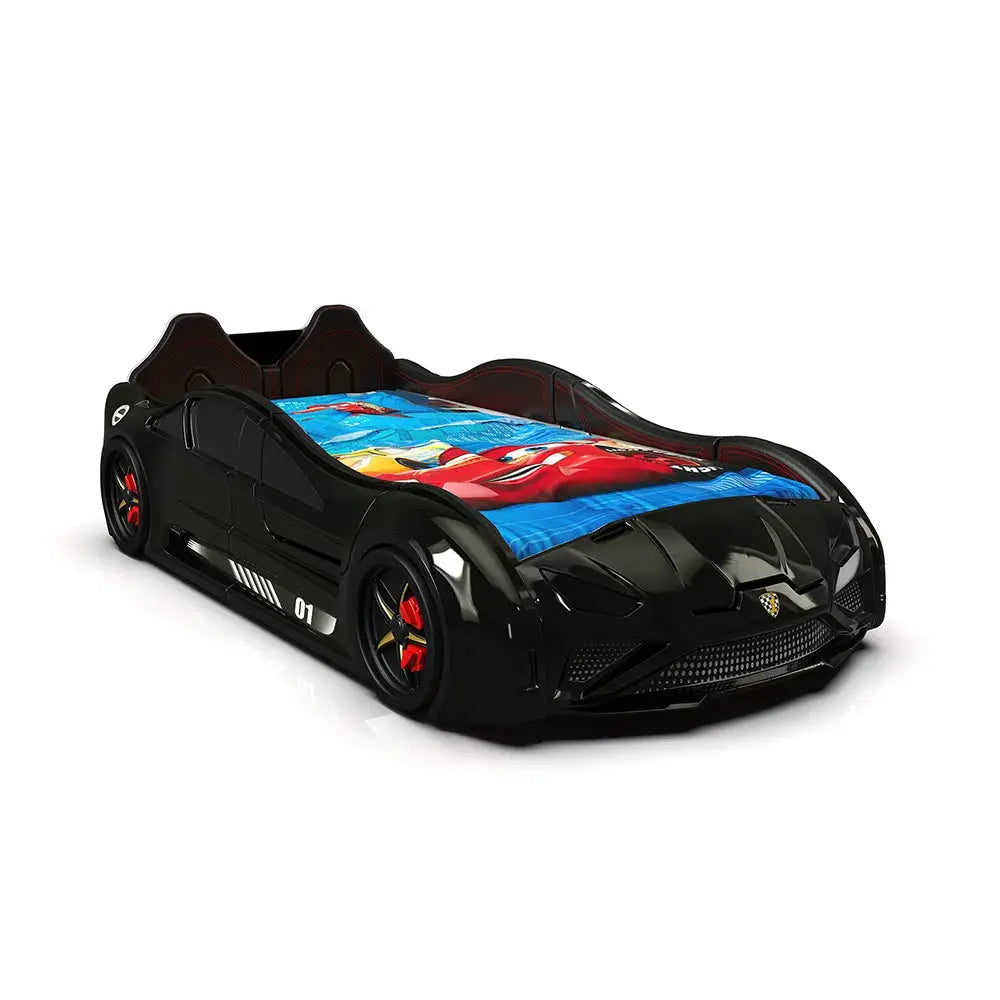 Lambo Style Kids Car Bed Lifting Doors Headlights Remote Control Toddler Twin Size Frame