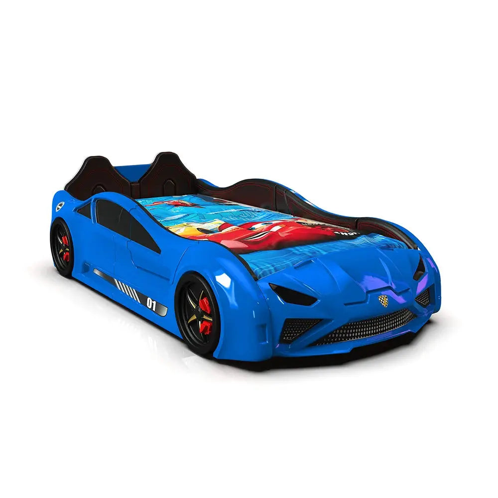 Lambo Style Kids Car Bed Lifting Doors Headlights Remote Control Toddler Twin Size Frame