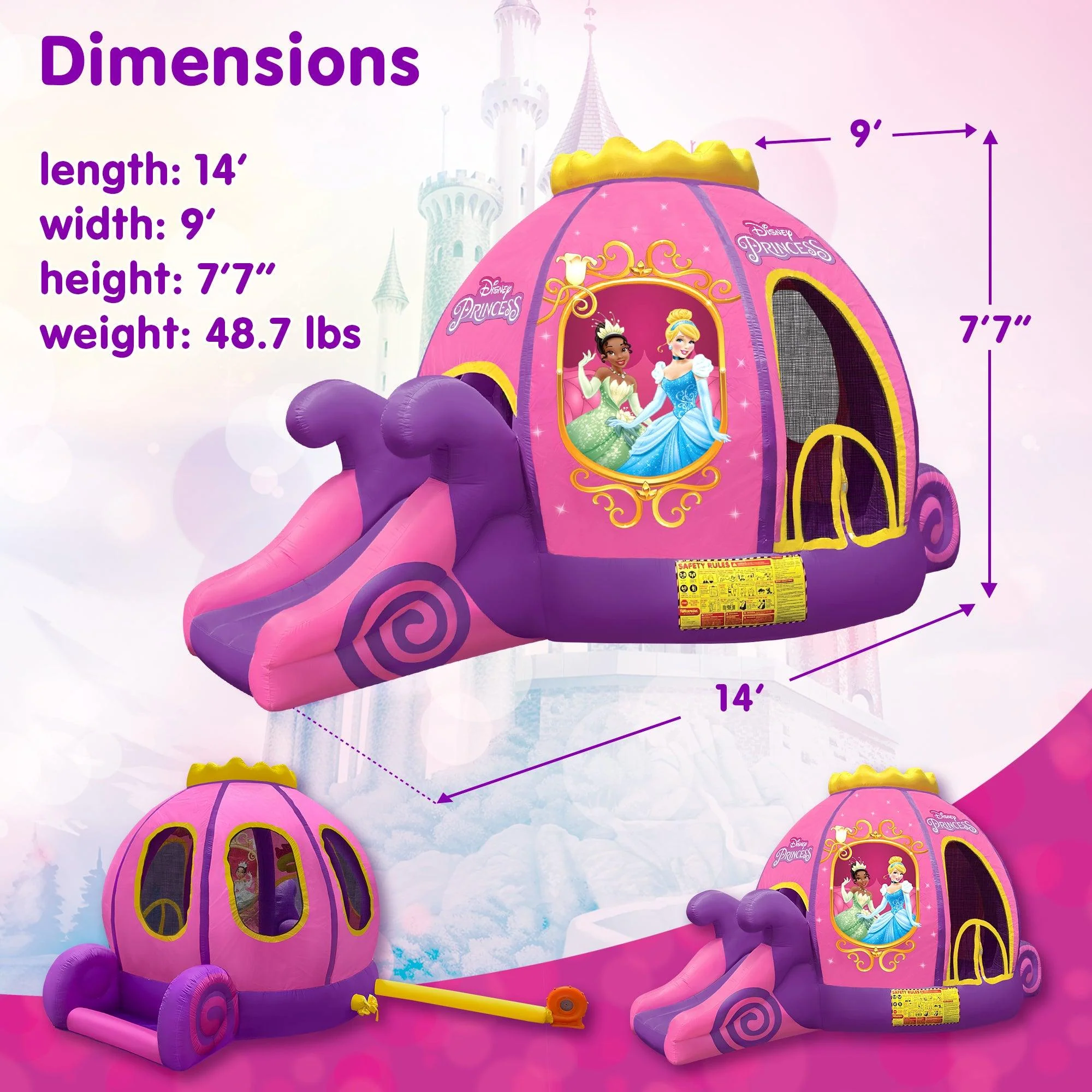 Disney Princess Inflatable Bounce House Indoors Outdoors Ball Pit