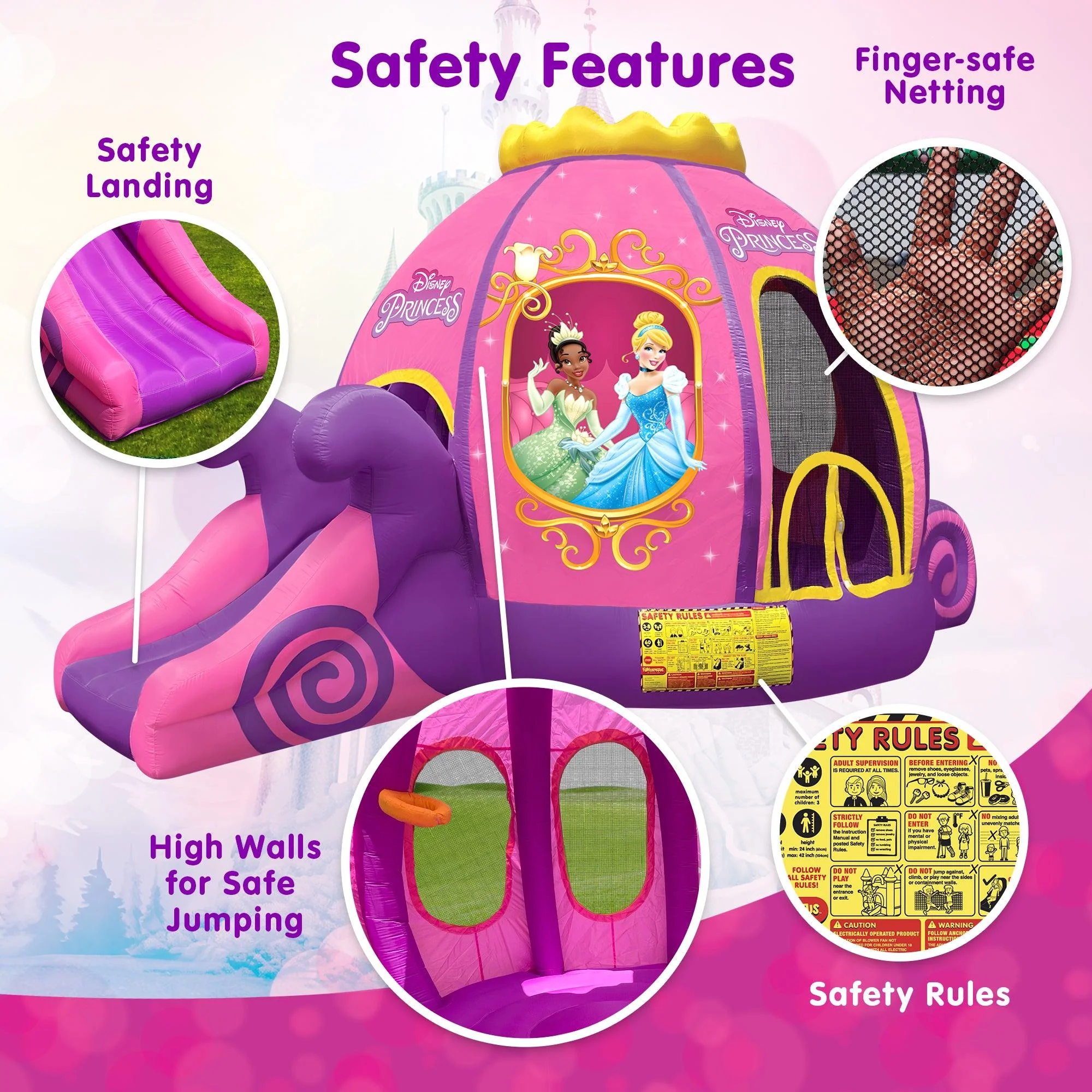 Disney Princess Inflatable Bounce House Indoors Outdoors Ball Pit