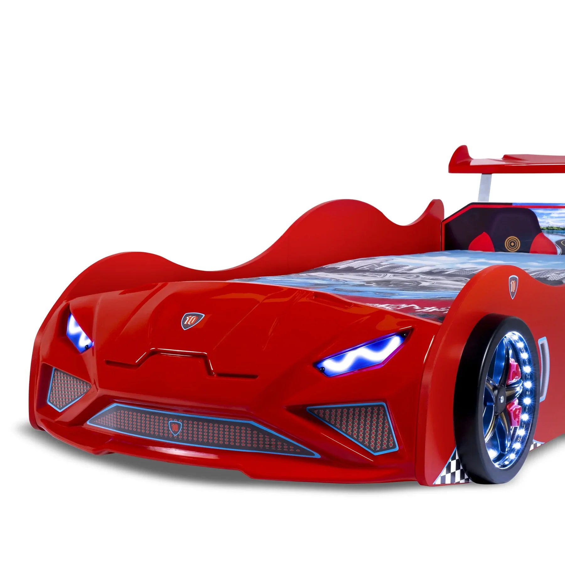 Lambo GT Toddler Car Bed Headlights Remote Control Twin Size Frame