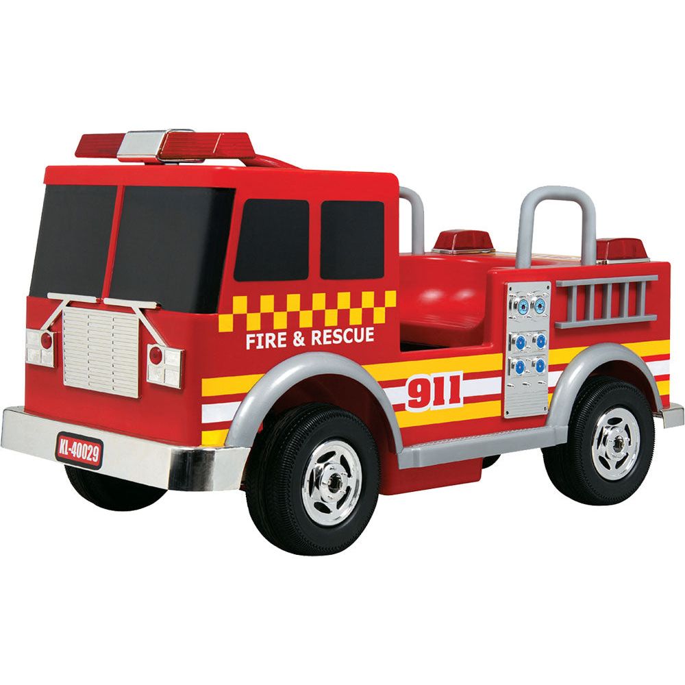 Kalee 12V Battery Powered Ride-On Fire Truck for Kids - Red