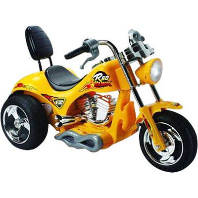 Mini Moto Red Hawk 12V Kids Ride-On Motorcycle - Yellow 3-Wheel Trike