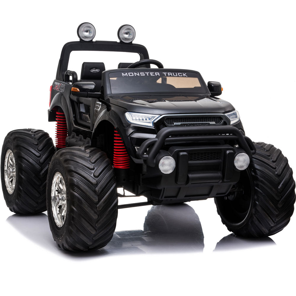 MotoTec 4x4 Kids Electric Monster Truck - 12V Black Ride-On with 2.4GHz Remote Control