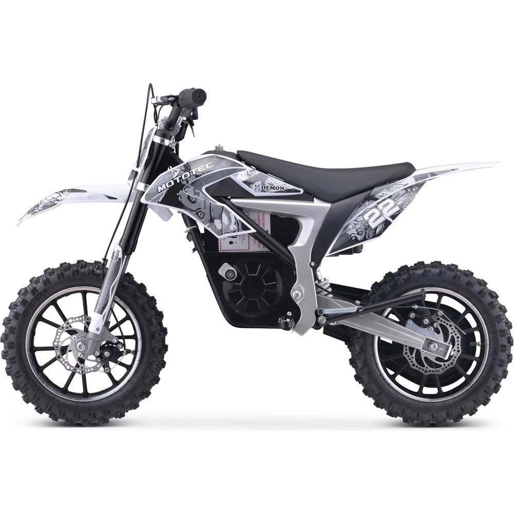 MotoTec 36v 500w Demon Electric Dirt Bike Lithium White