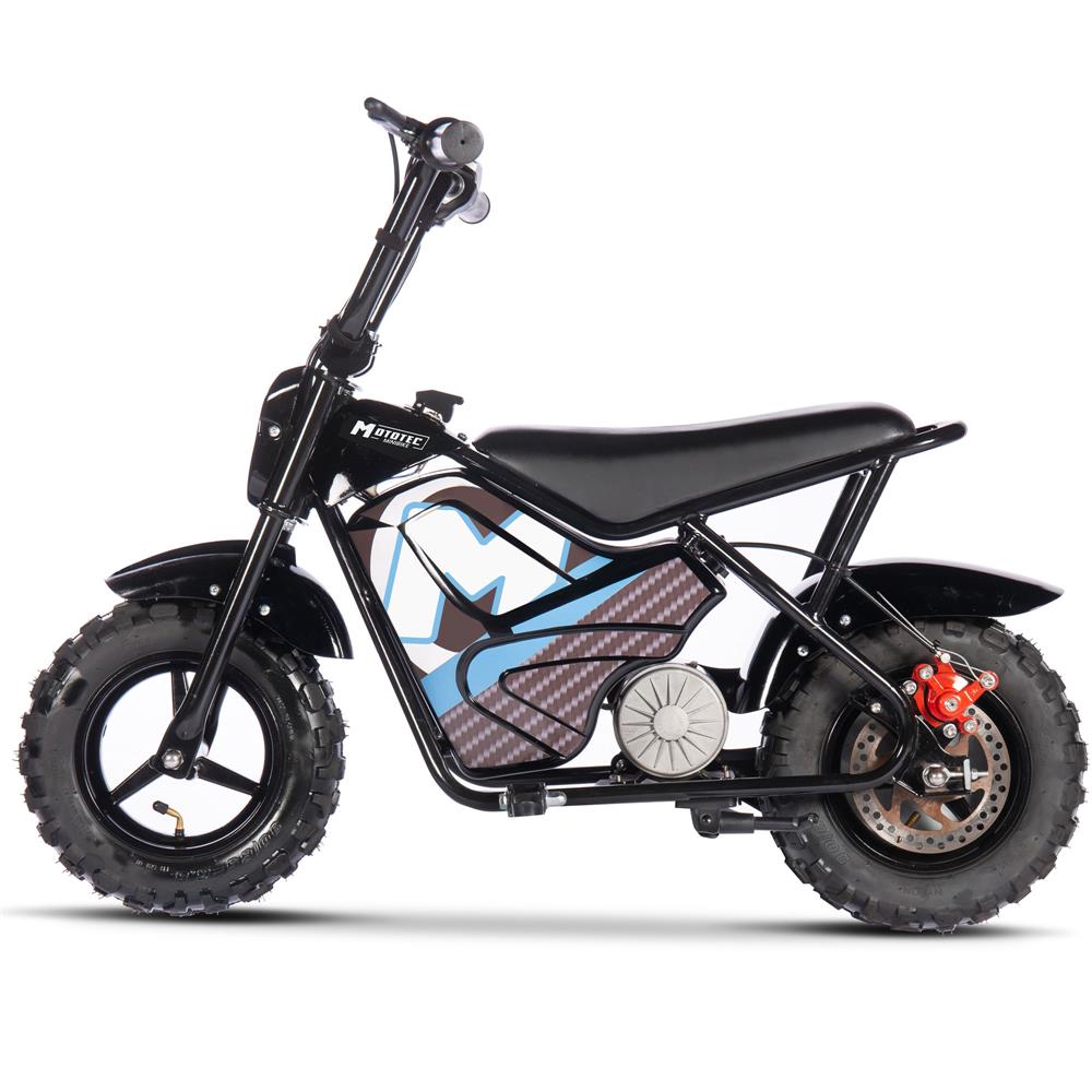 MotoTec 24V 250W Kids Electric Mini Bike - Black with Rugged Steel Frame