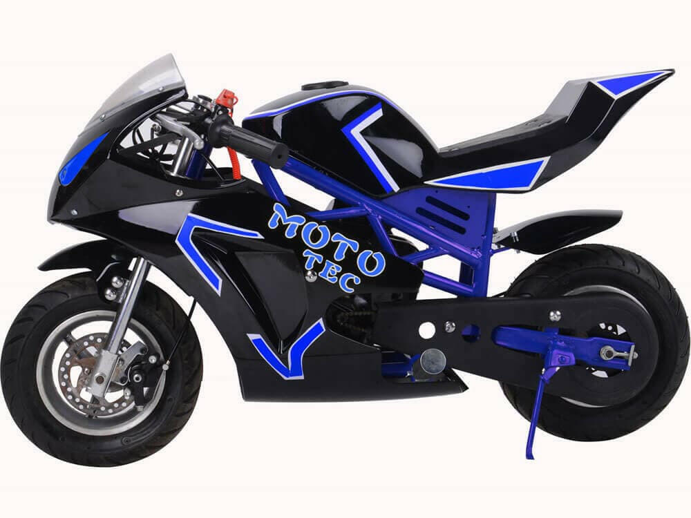 MotoTec Gas Powered 49cc 2-Stroke Kids Pocket Bike.