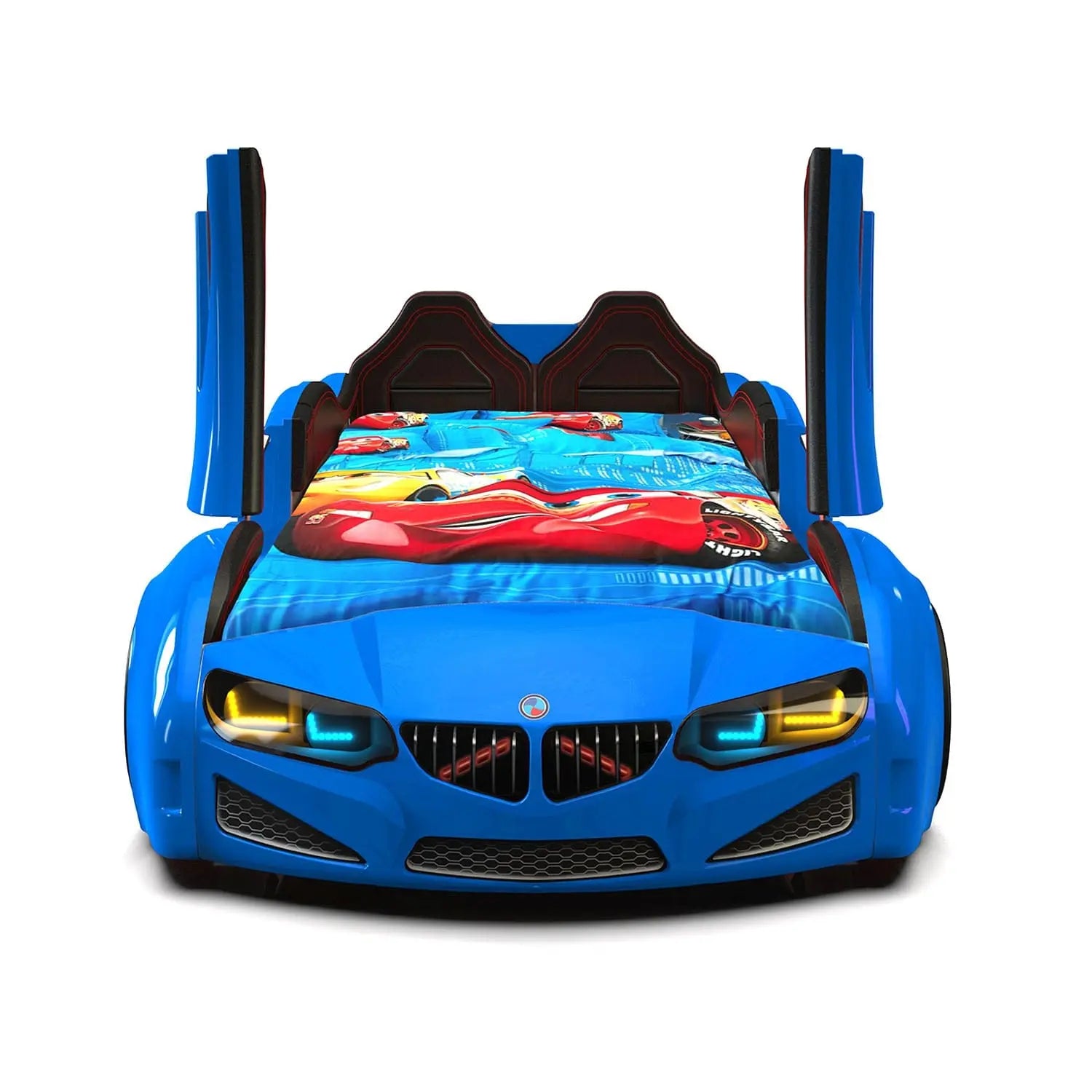 Beamer MZ Car Bed Racing Headlights Remote Control Toddler Twin Size Frame