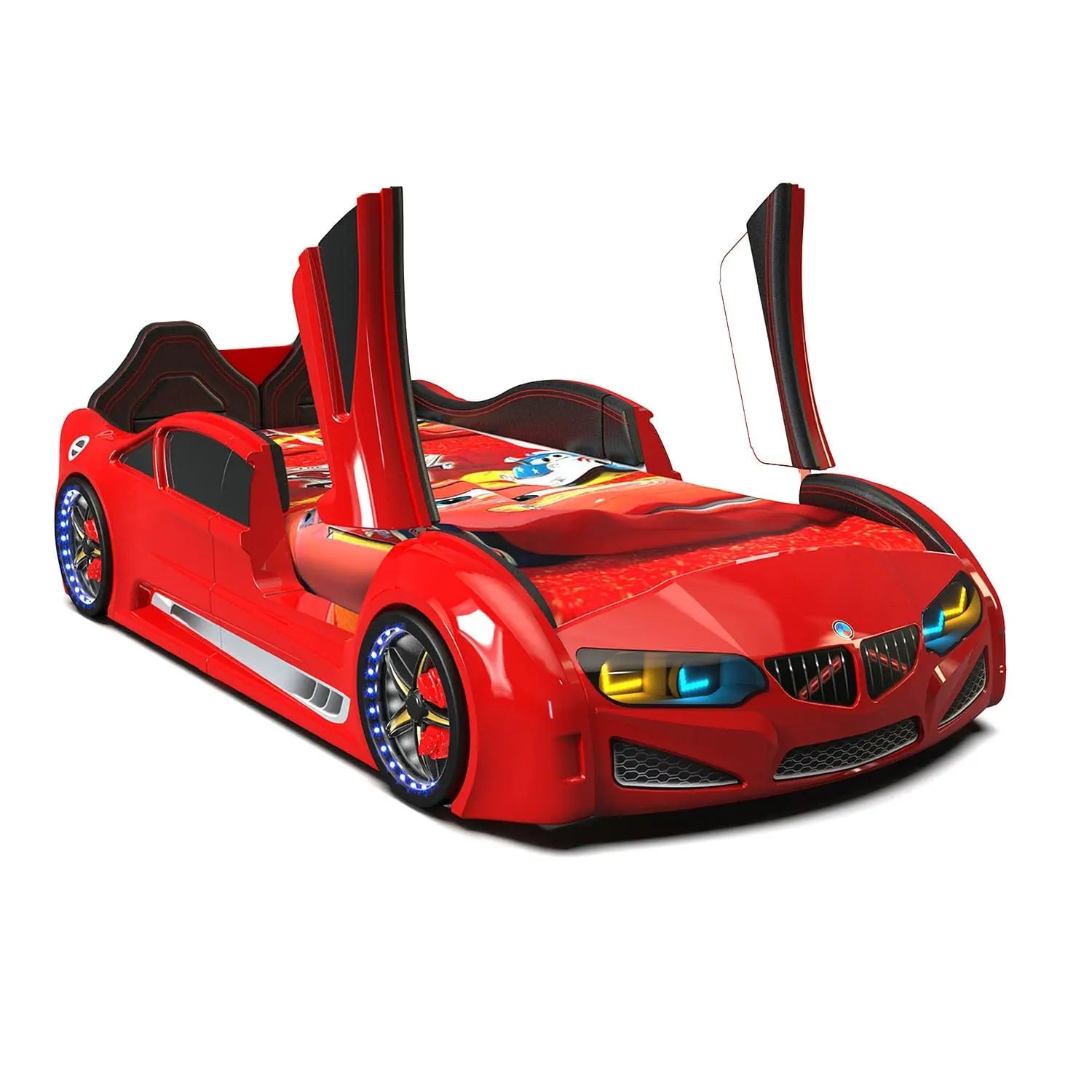 Beamer MZ Car Bed Racing Headlights Remote Control Toddler Twin Size Frame