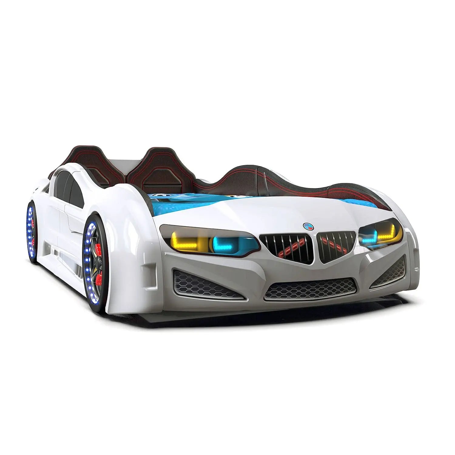 Beamer MZ Car Bed Racing Headlights Remote Control Toddler Twin Size Frame