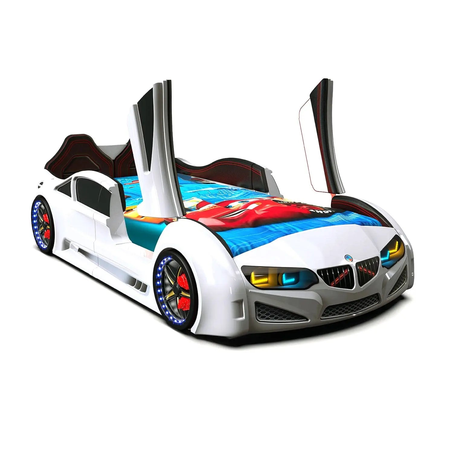 Beamer MZ Car Bed Racing Headlights Remote Control Toddler Twin Size Frame