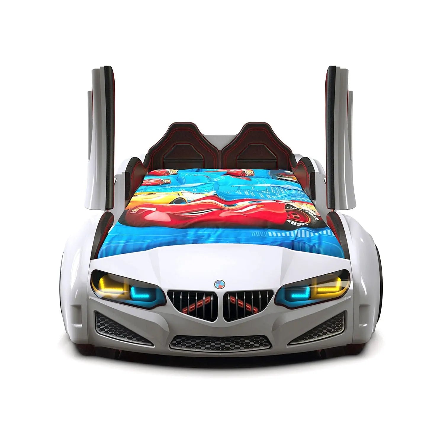 Beamer MZ Car Bed Racing Headlights Remote Control Toddler Twin Size Frame
