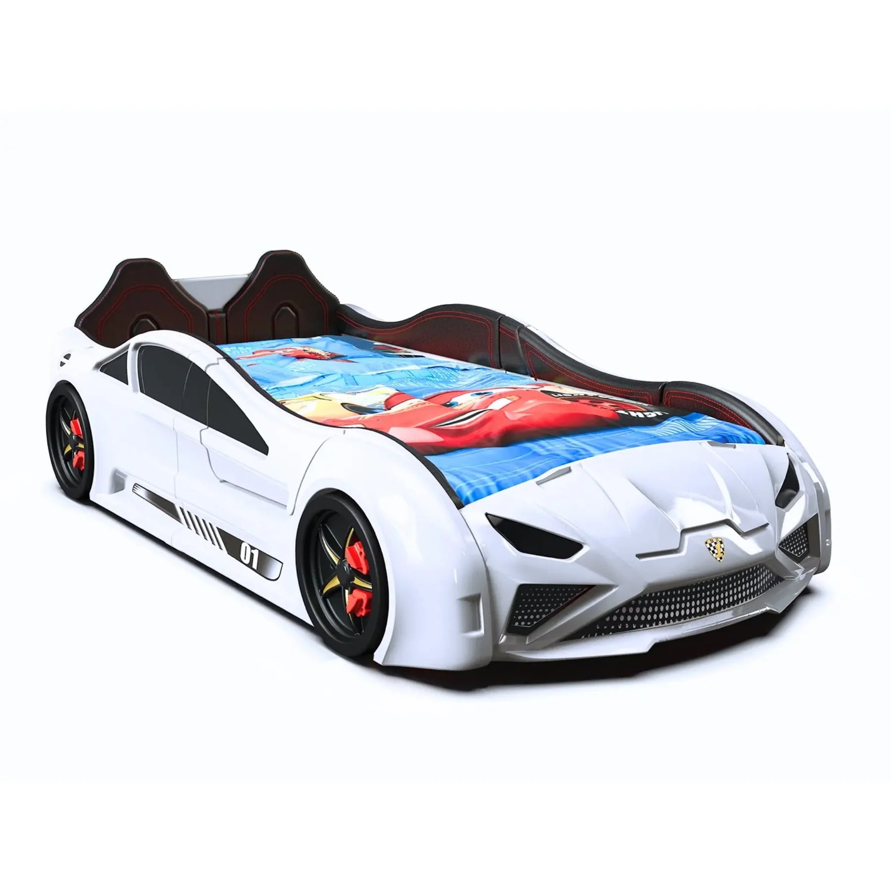 Lambo Style Kids Car Bed Lifting Doors Headlights Remote Control Toddler Twin Size Frame