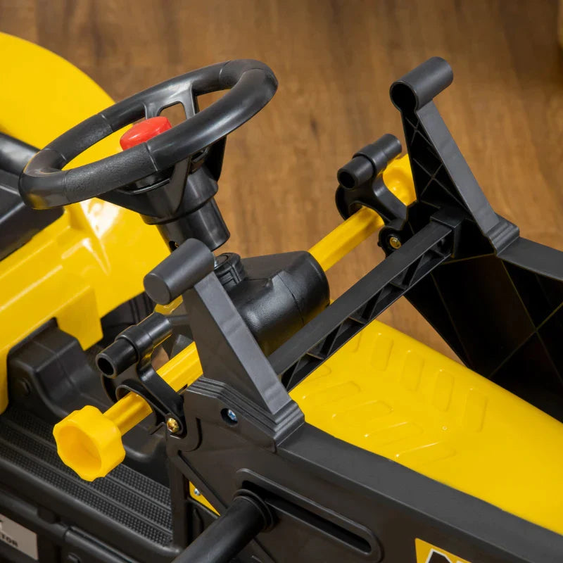 Bulldozer Kids Six Wheels Ride On, Pedal Kids Truck, Detachable Trailer, Shovel