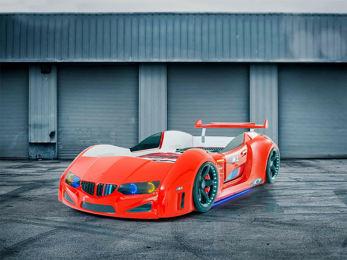 Beamer MZ Race Car Bed Headlights Remote Control Toddler Twin Size.