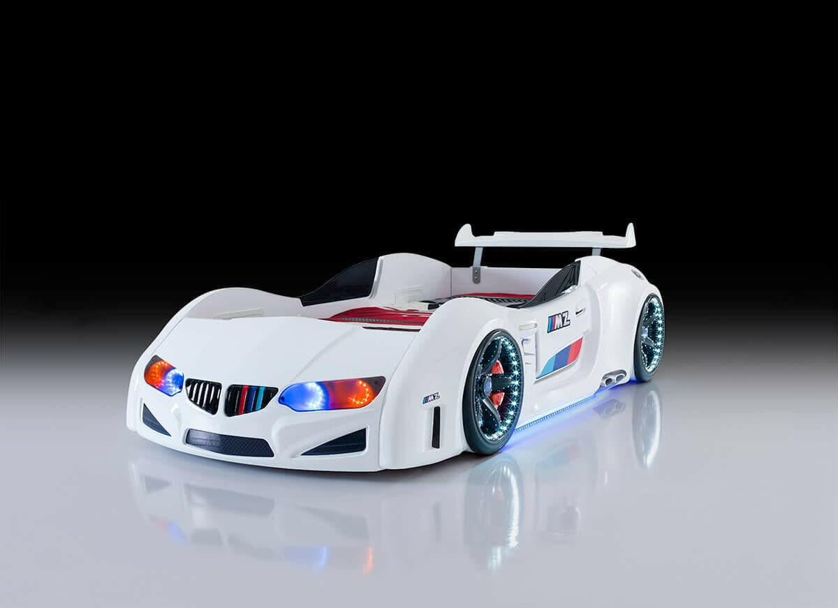 Beamer MZ Race Car Bed Headlights Remote Control Toddler Twin Size.