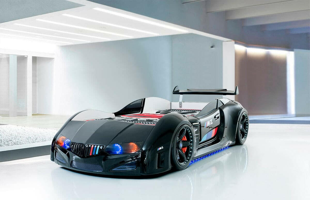 Beamer MZ Race Car Bed Headlights Remote Control Toddler Twin Size.