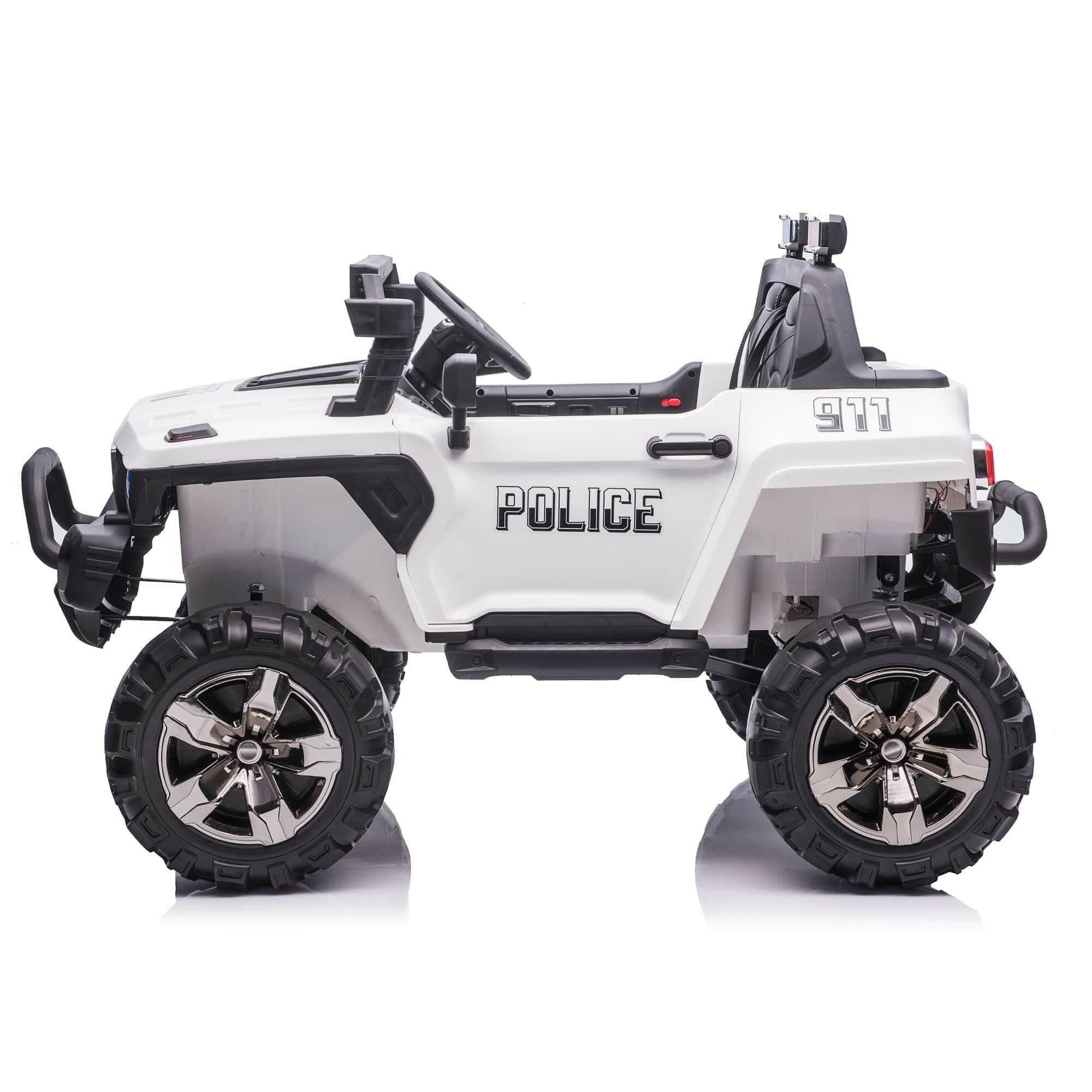 12V Police Truck Ride on 2 Seater with Parental Remote Control for 3-8 Years - Dti Direct USA