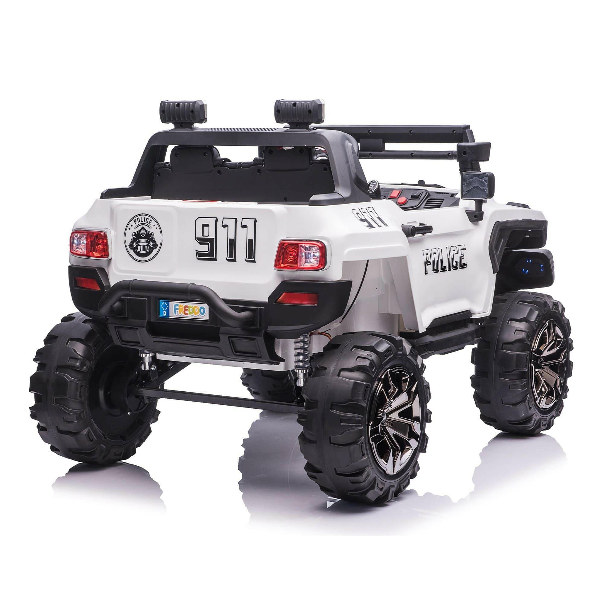 12V Police Truck Ride on 2 Seater with Parental Remote Control for 3-8 Years - Dti Direct USA