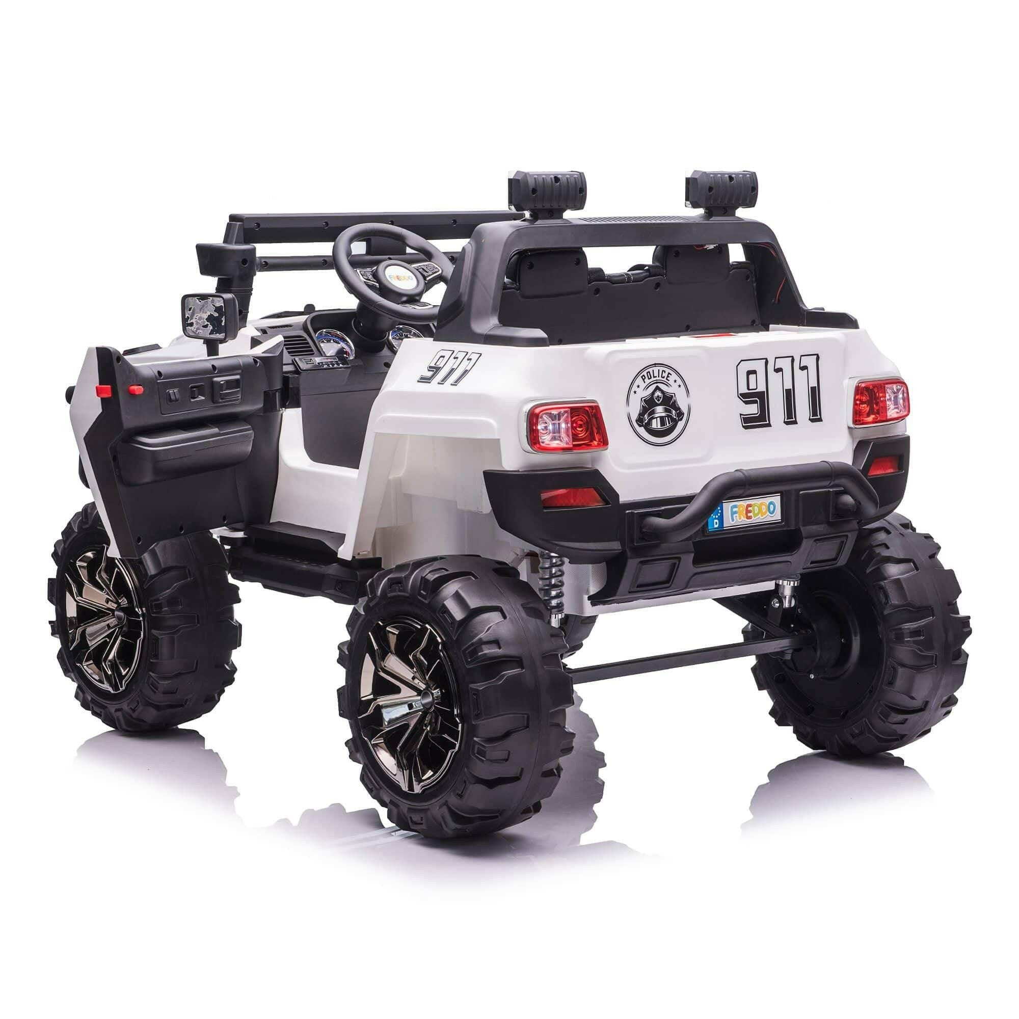 12V Police Truck Ride on 2 Seater with Parental Remote Control for 3-8 Years - Dti Direct USA
