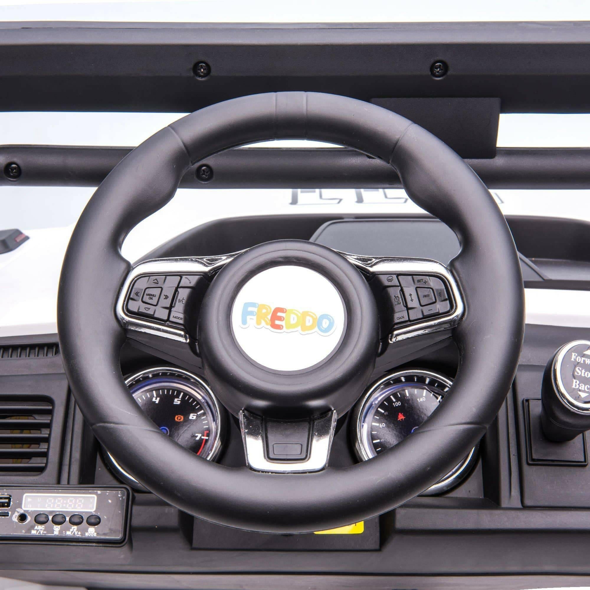 12V Police Truck Ride on 2 Seater with Parental Remote Control for 3-8 Years - Dti Direct USA