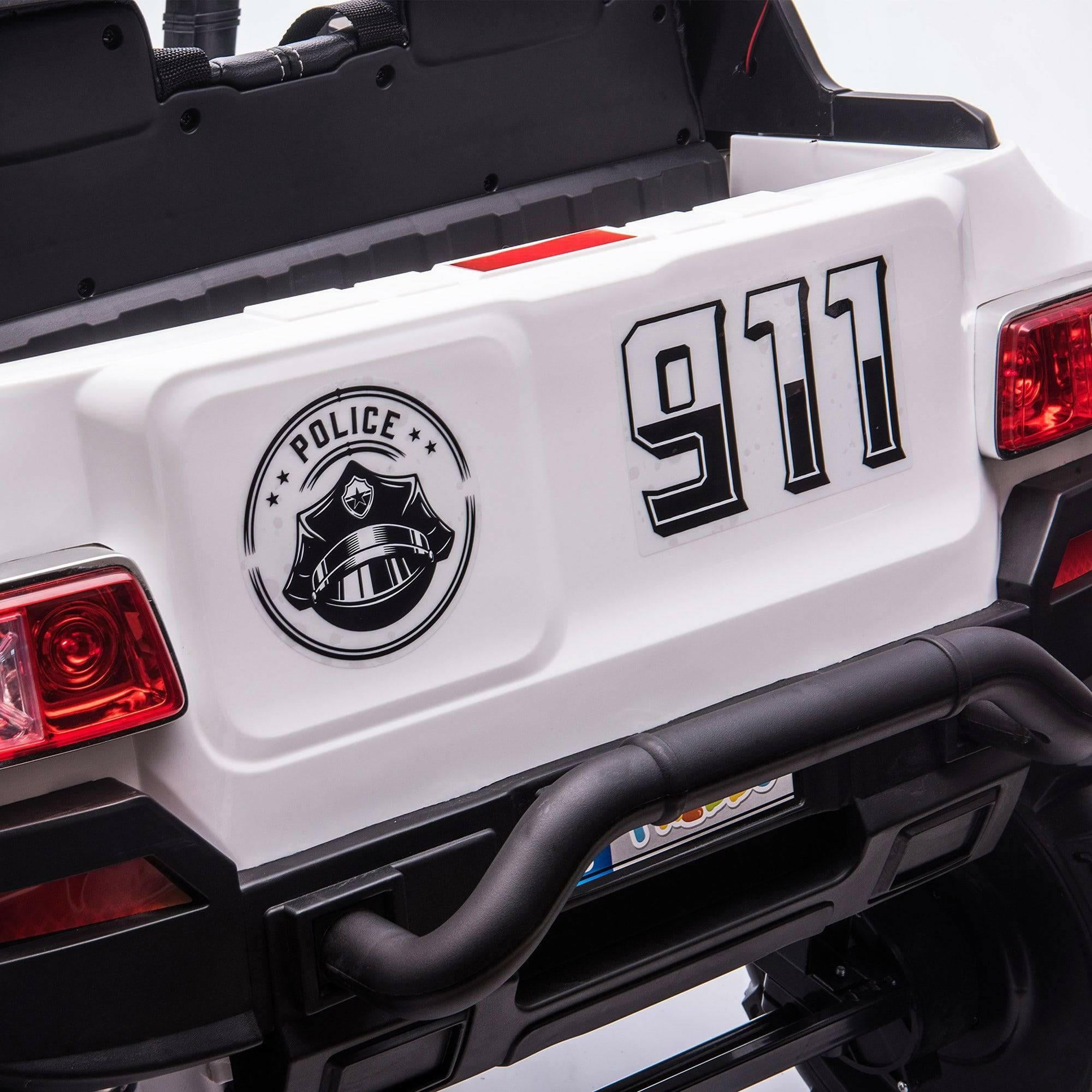 12V Police Truck Ride on 2 Seater with Parental Remote Control for 3-8 Years - Dti Direct USA