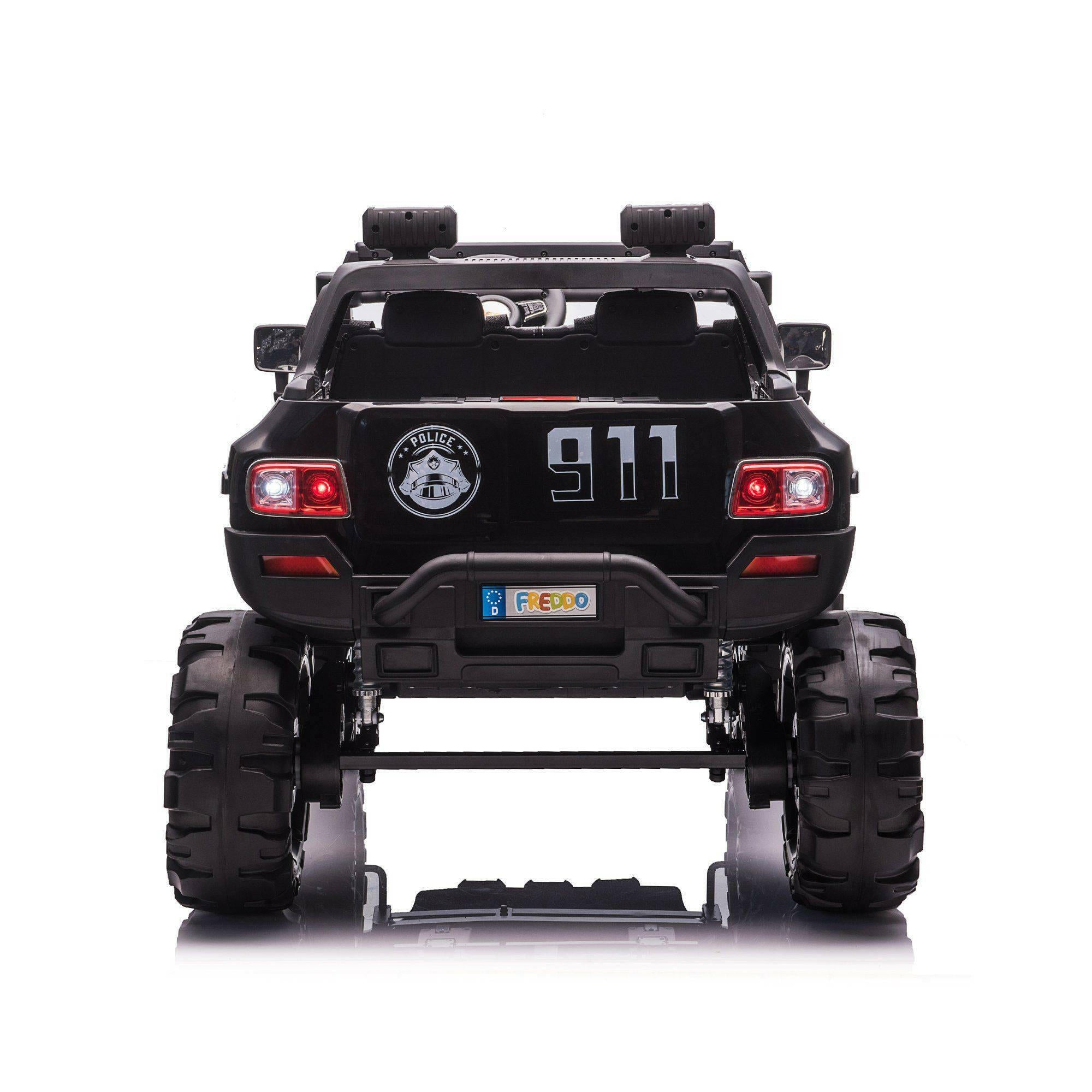 12V Police Truck Ride on 2 Seater with Parental Remote Control for 3-8 Years - Dti Direct USA