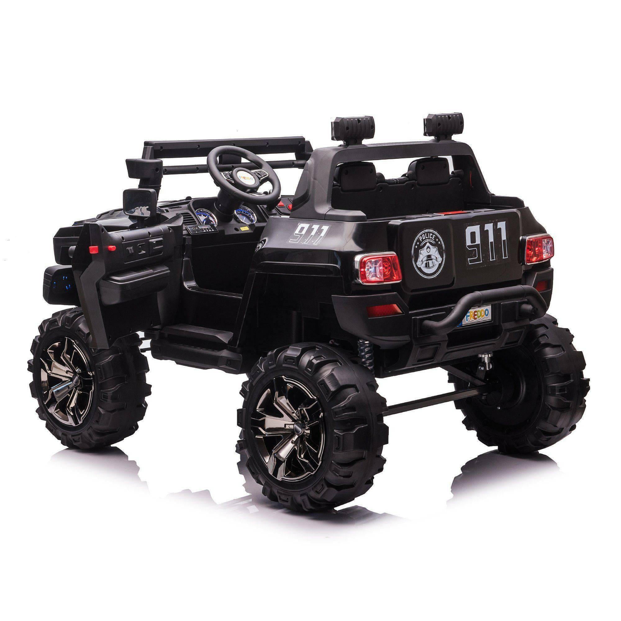 12V Police Truck Ride on 2 Seater with Parental Remote Control for 3-8 Years - Dti Direct USA