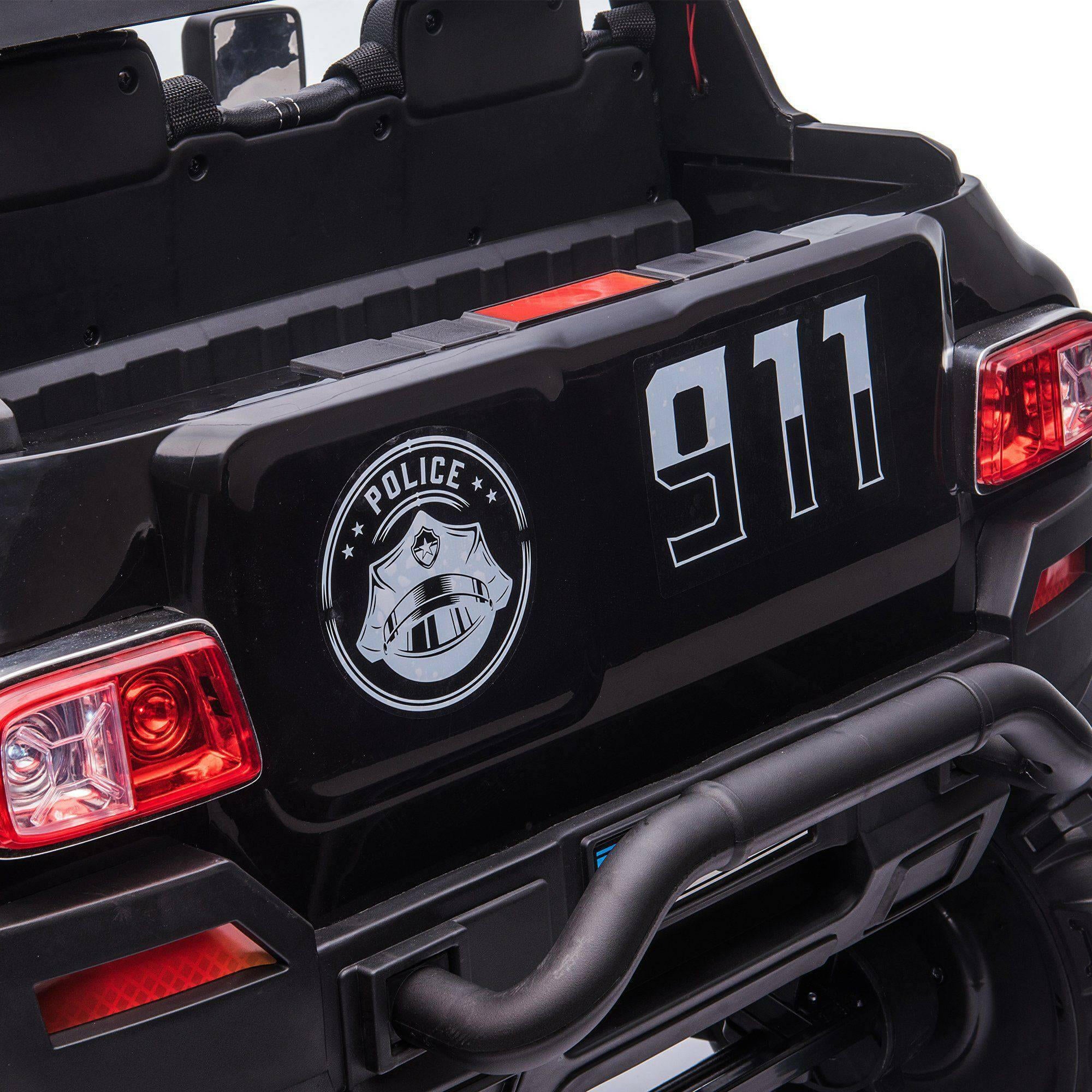 12V Police Truck Ride on 2 Seater with Parental Remote Control for 3-8 Years - Dti Direct USA