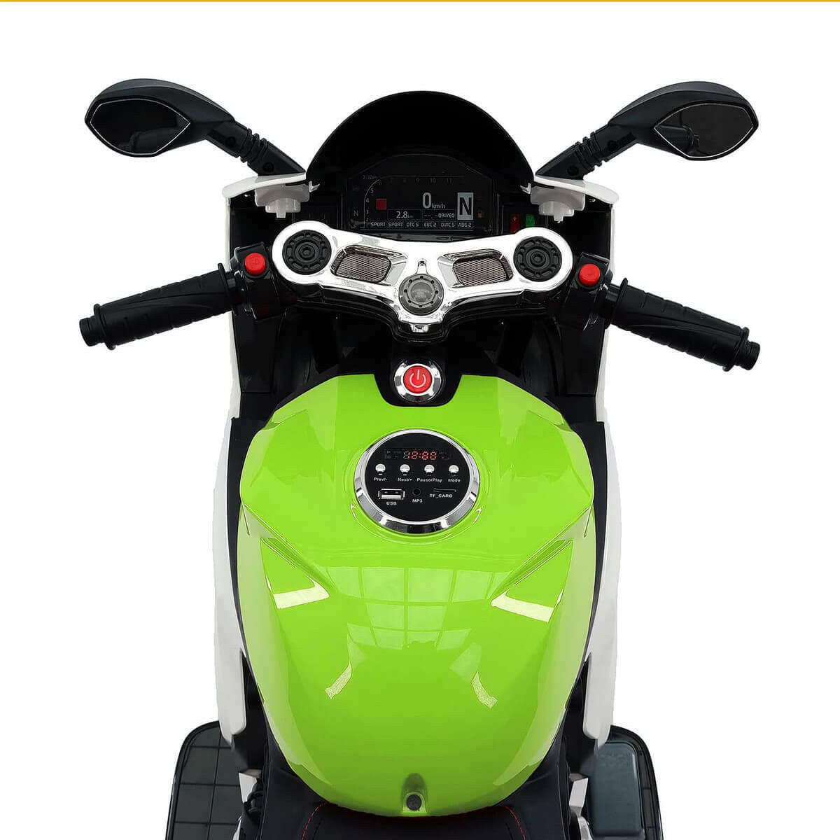 Motorcycle 12V Kids Ride-On LED Lights, MP3, AUX, Training Wheels - Kids Eye Candy