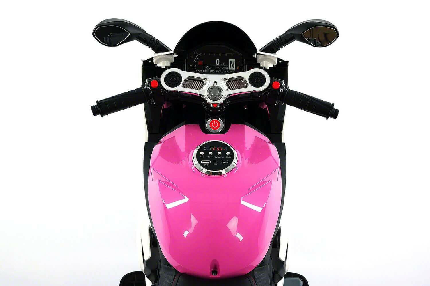 Motorcycle 12V Kids Ride-On LED Lights, MP3, AUX, Training Wheels - Kids Eye Candy