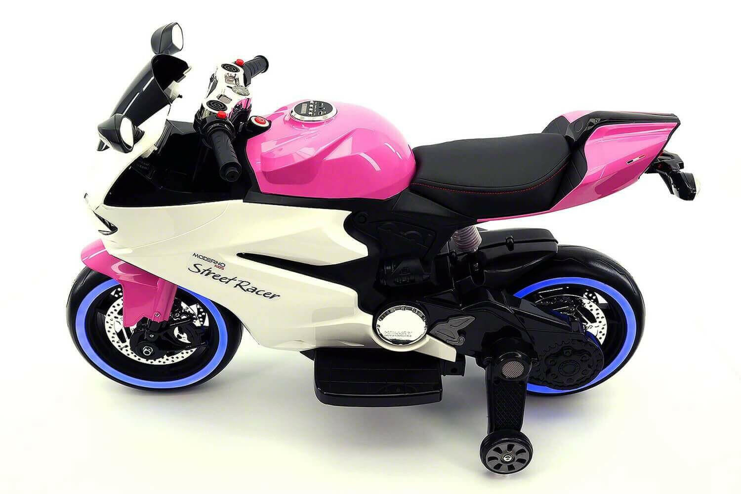 Motorcycle 12V Kids Ride-On LED Lights, MP3, AUX, Training Wheels - Kids Eye Candy