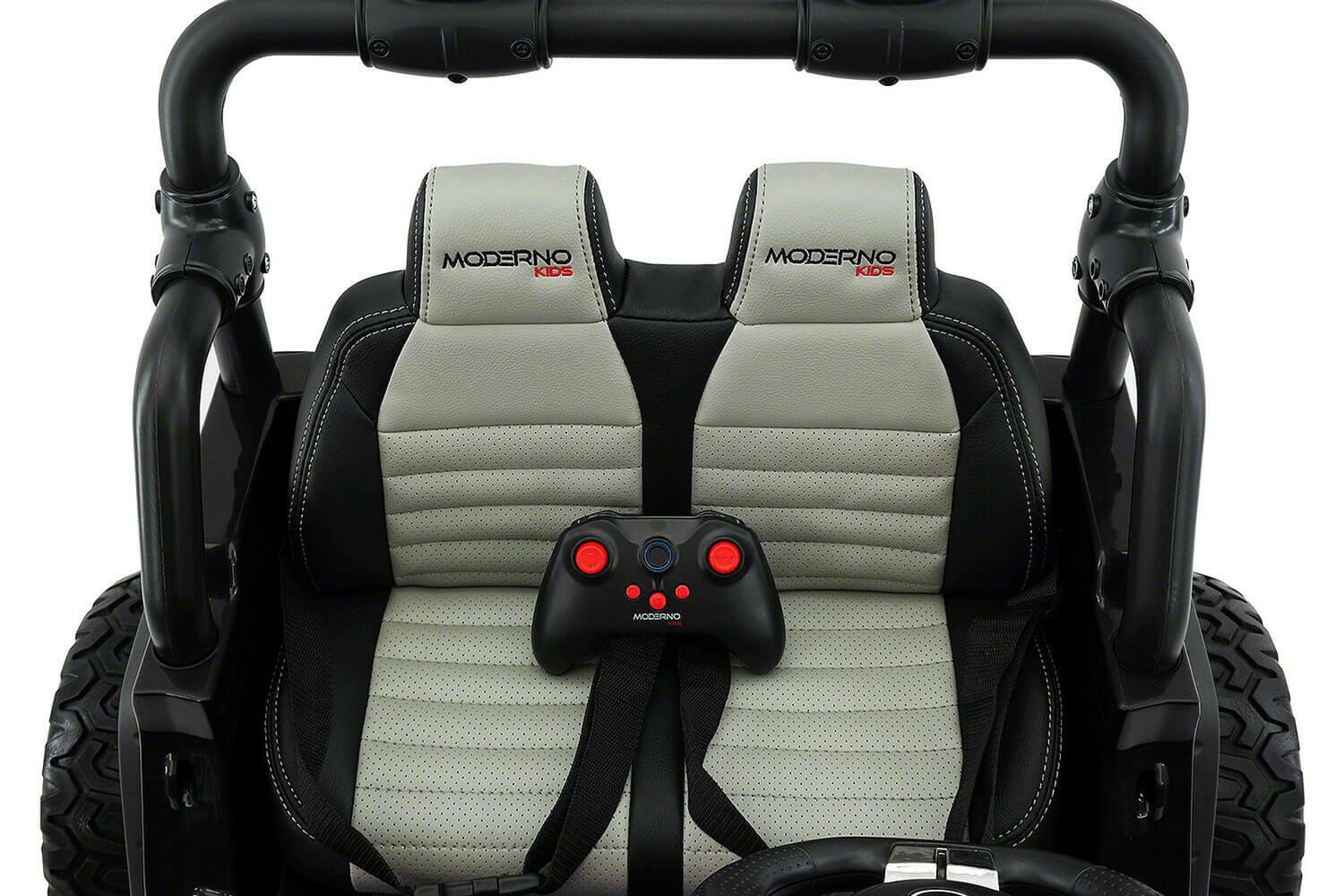 Fire Truck 12V Kids Ride-On Two-Seater Parental Remote, MP3, Leather Seats, LED Lights - Kids Eye Candy