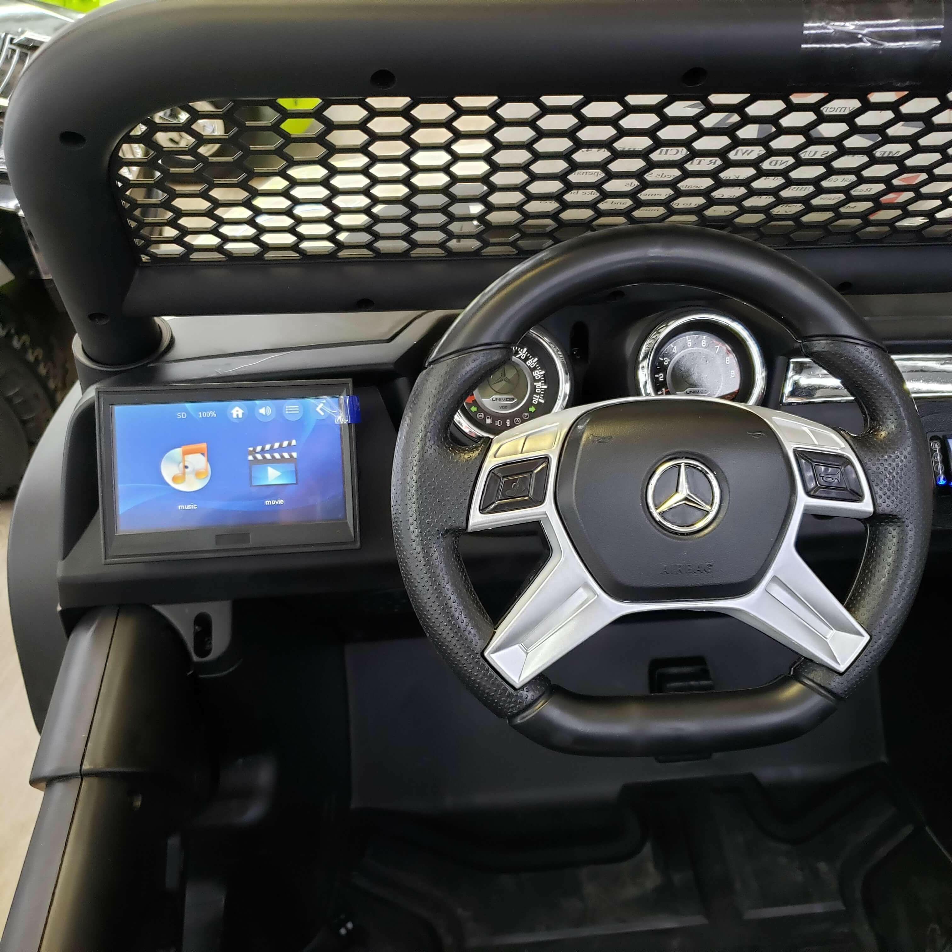 Mercedes Kids 24V Ride-On Unimog Parental Remote, MP4, Leather Seats LED Lights - Kids Eye Candy