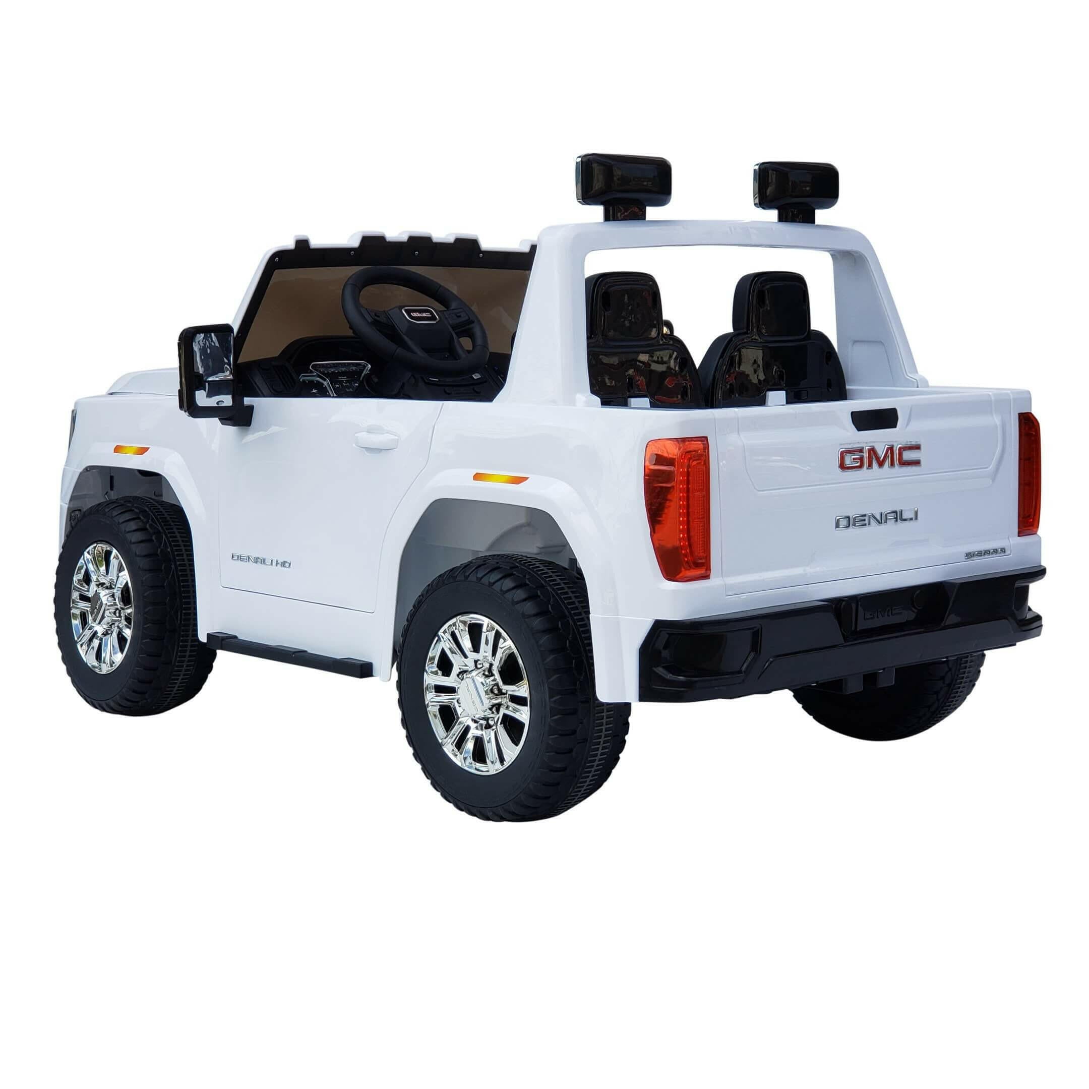 12V Licensed GMC Ride-On Truck 2-Seater with Parental Remote, MP3, Leather Seats - Kids Eye Candy