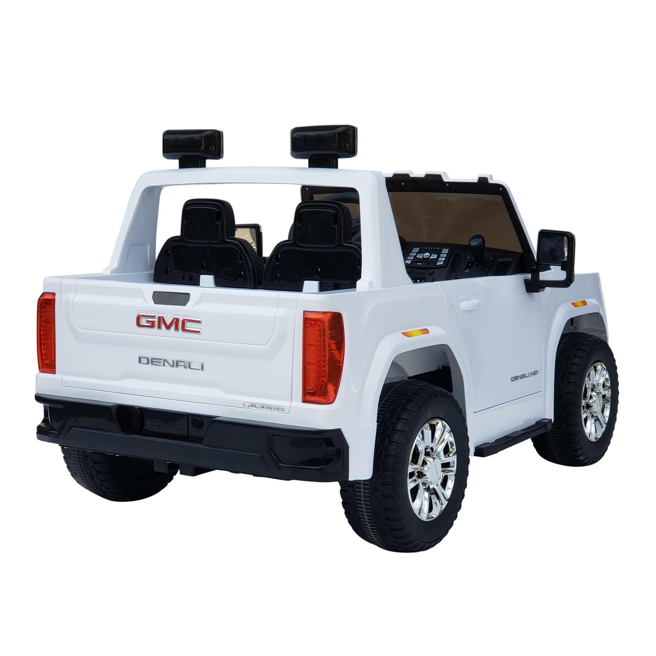 12V Licensed GMC Ride-On Truck 2-Seater with Parental Remote, MP3, Leather Seats - Kids Eye Candy