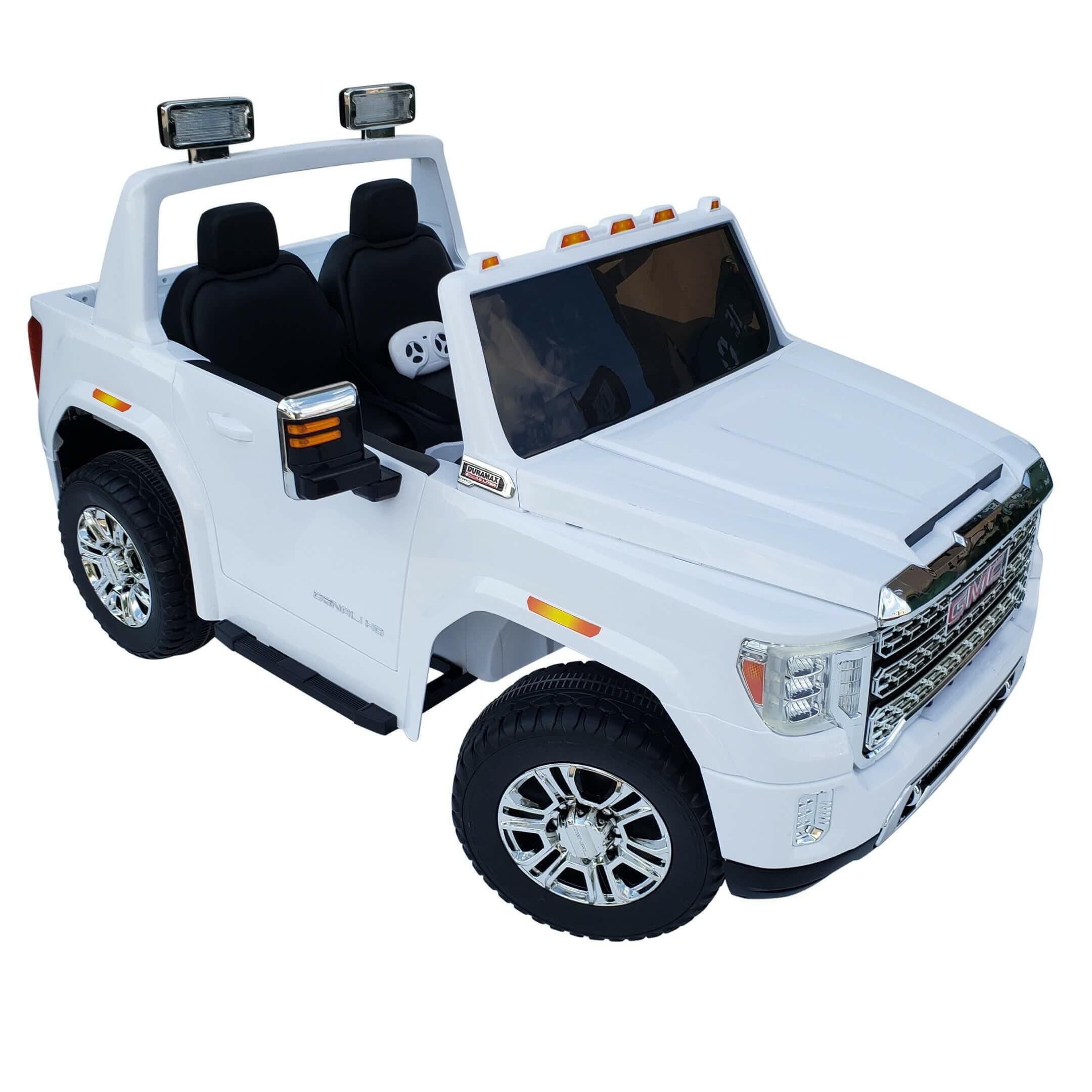 12V Licensed GMC Ride-On Truck 2-Seater with Parental Remote, MP3, Leather Seats - Kids Eye Candy