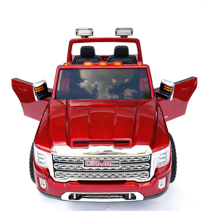 12V Licensed GMC Ride-On Truck 2-Seater with Parental Remote, MP3, Leather Seats - Kids Eye Candy