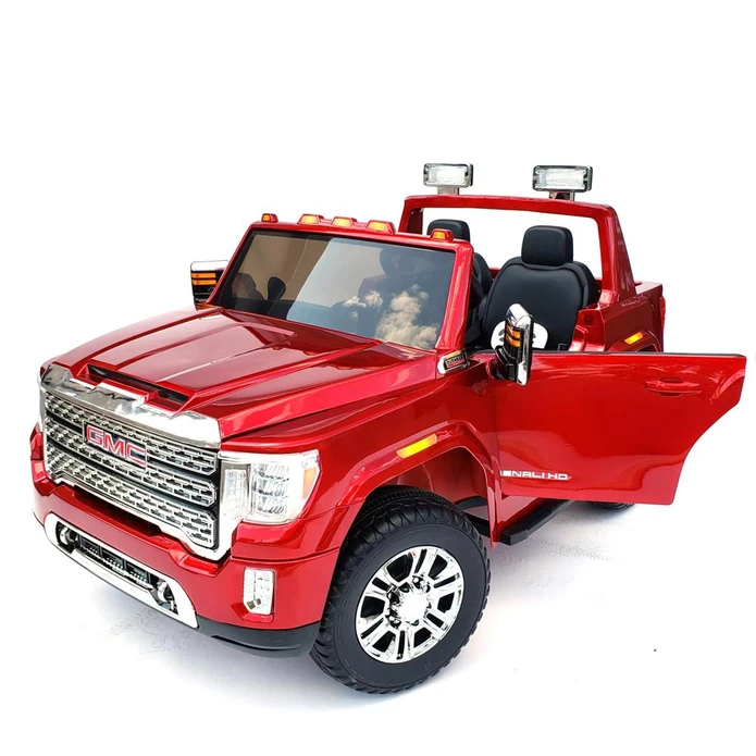 12V Licensed GMC Ride-On Truck 2-Seater with Parental Remote, MP3, Leather Seats - Kids Eye Candy