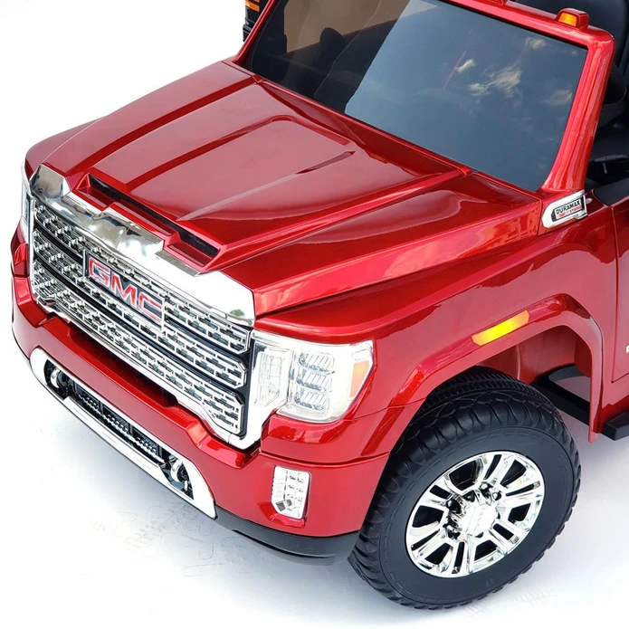 12V Licensed GMC Ride-On Truck 2-Seater with Parental Remote, MP3, Leather Seats - Kids Eye Candy