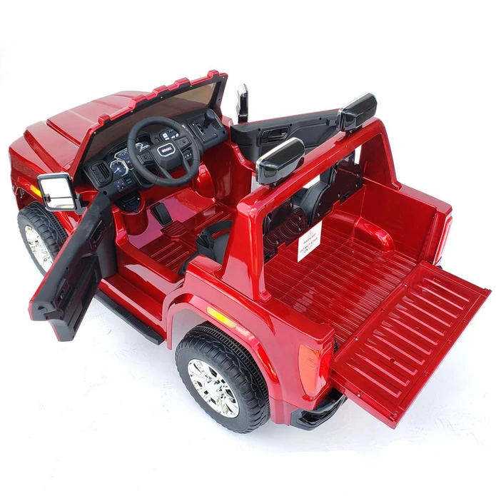 12V Licensed GMC Ride-On Truck 2-Seater with Parental Remote, MP3, Leather Seats - Kids Eye Candy