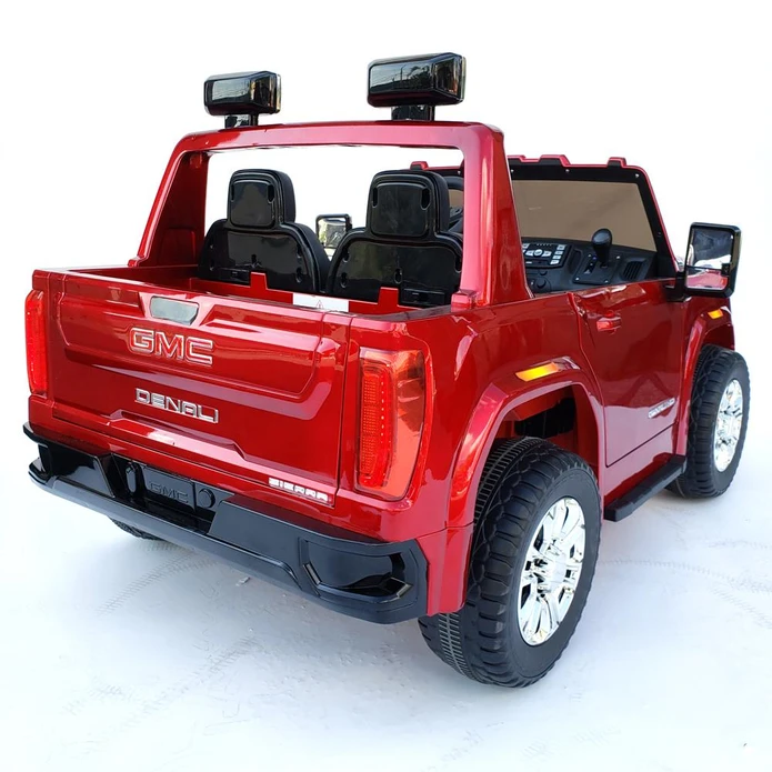 12V Licensed GMC Ride-On Truck 2-Seater with Parental Remote, MP3, Leather Seats - Kids Eye Candy