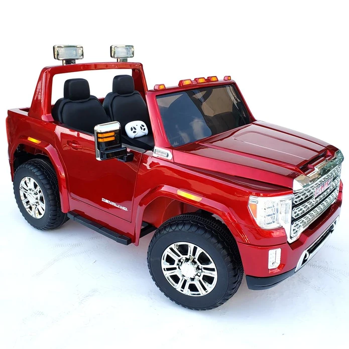 12V Licensed GMC Ride-On Truck 2-Seater with Parental Remote, MP3, Leather Seats - Kids Eye Candy