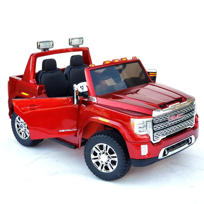 12V Licensed GMC Ride-On Truck 2-Seater with Parental Remote, MP3, Leather Seats - Kids Eye Candy