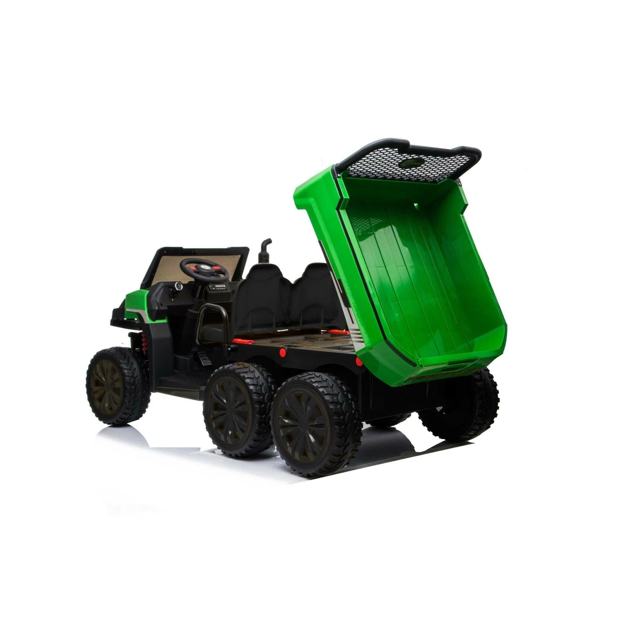 24V 4x4 Freddo Toys 6 Wheels Tractor Trailer 2 Seater Ride on with Parental Remote Control for 3+ Years - Dti Direct USA