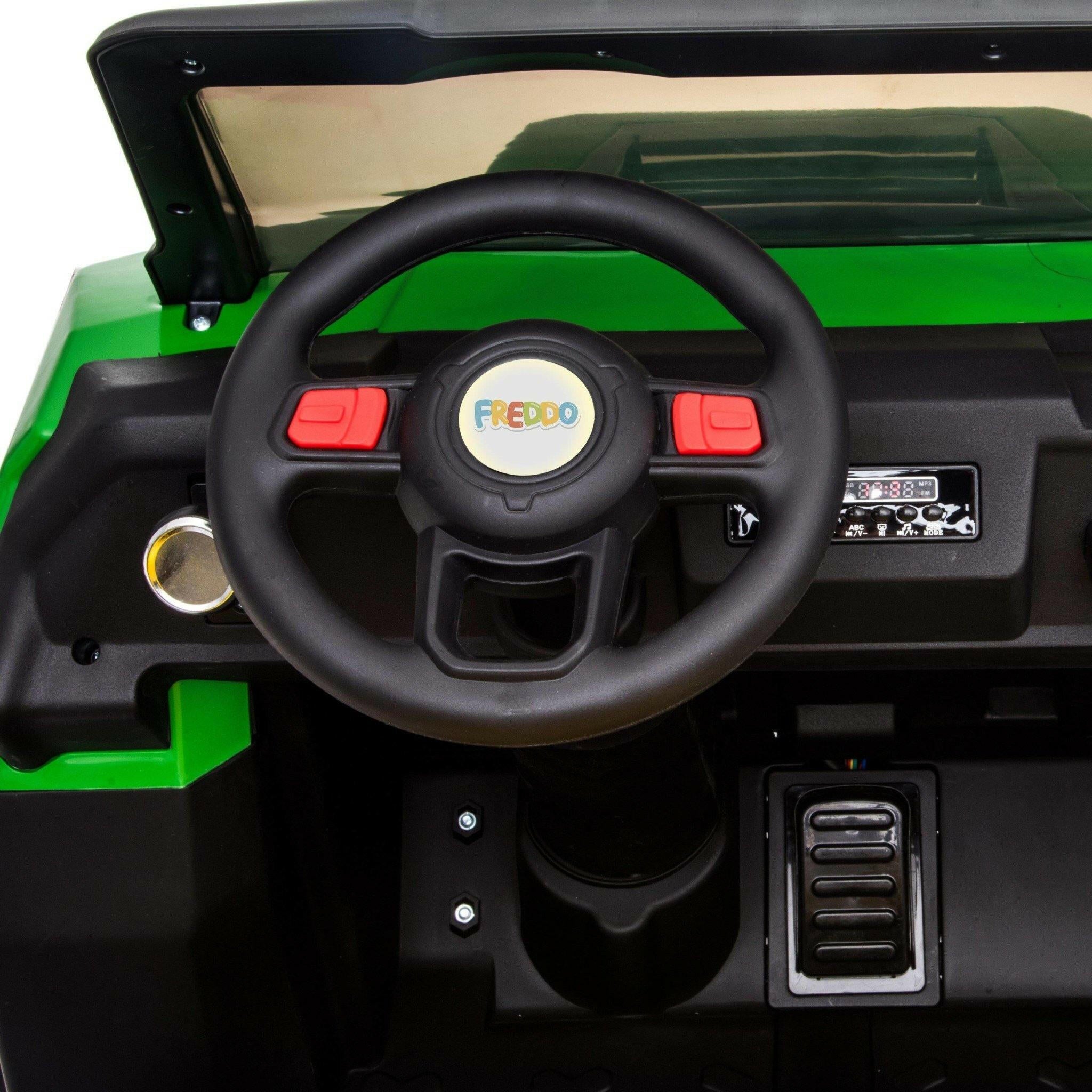 24V 4x4 Freddo Toys 6 Wheels Tractor Trailer 2 Seater Ride on with Parental Remote Control for 3+ Years - Dti Direct USA