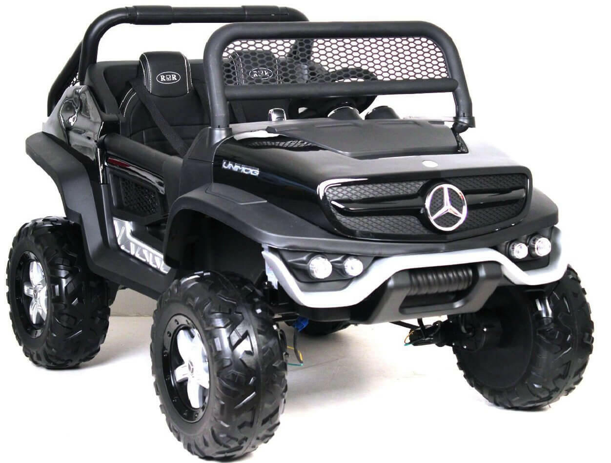 Mercedes Kids 24V Ride-On Unimog Parental Remote, MP4, Leather Seats LED Lights - Kids Eye Candy