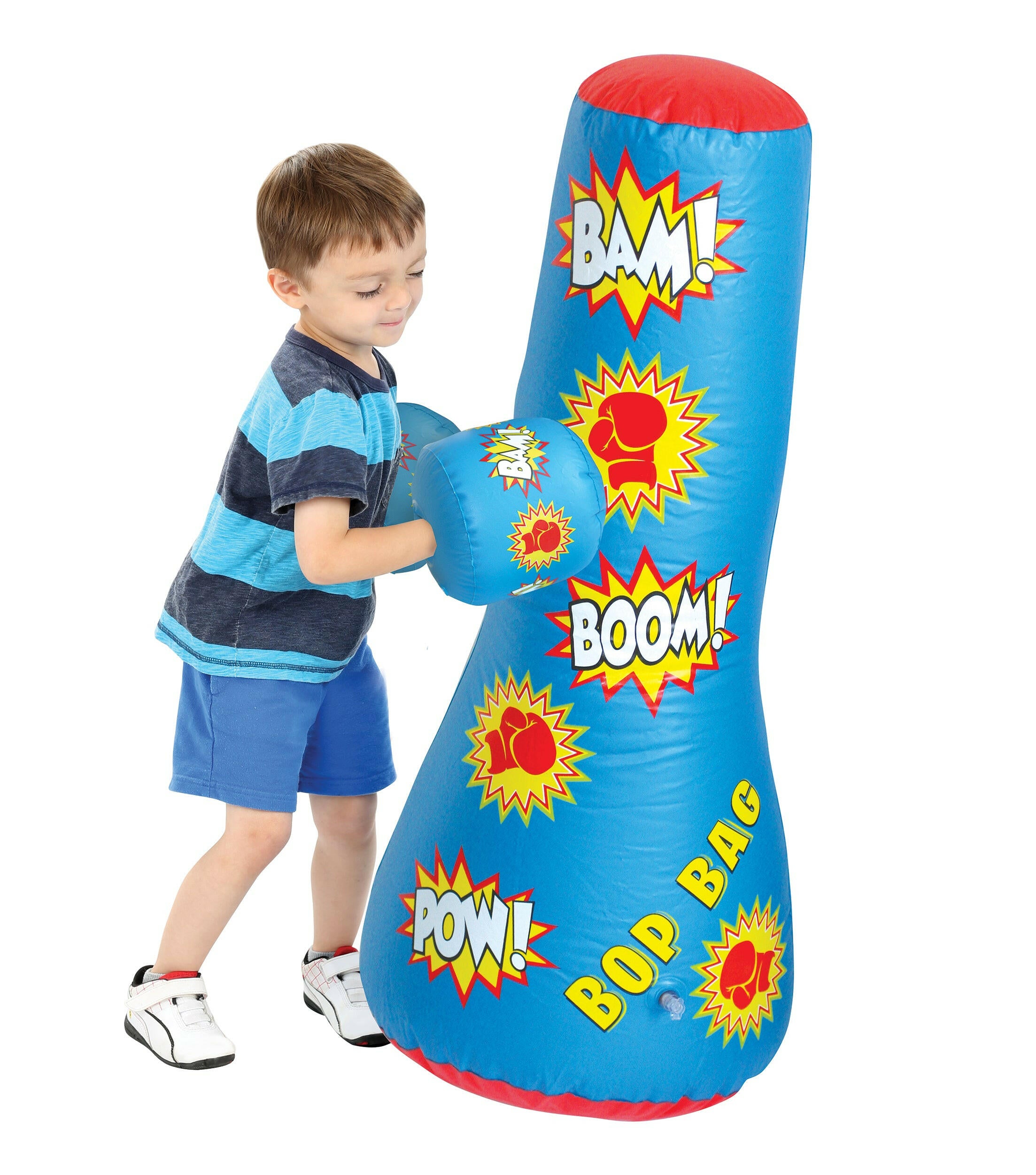 Inflatable Bop Kids Punching Bag with Pair of Gloves.