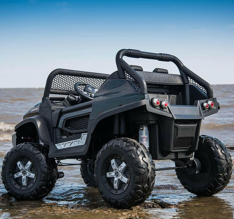 Mercedes Kids 24V Ride-On Unimog Parental Remote, MP4, Leather Seats LED Lights - Kids Eye Candy